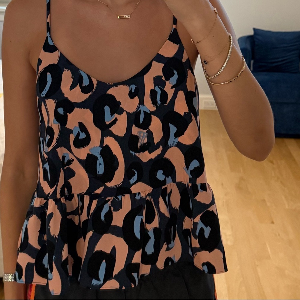 Topshop Black and Tan Leopard Print Camisole
